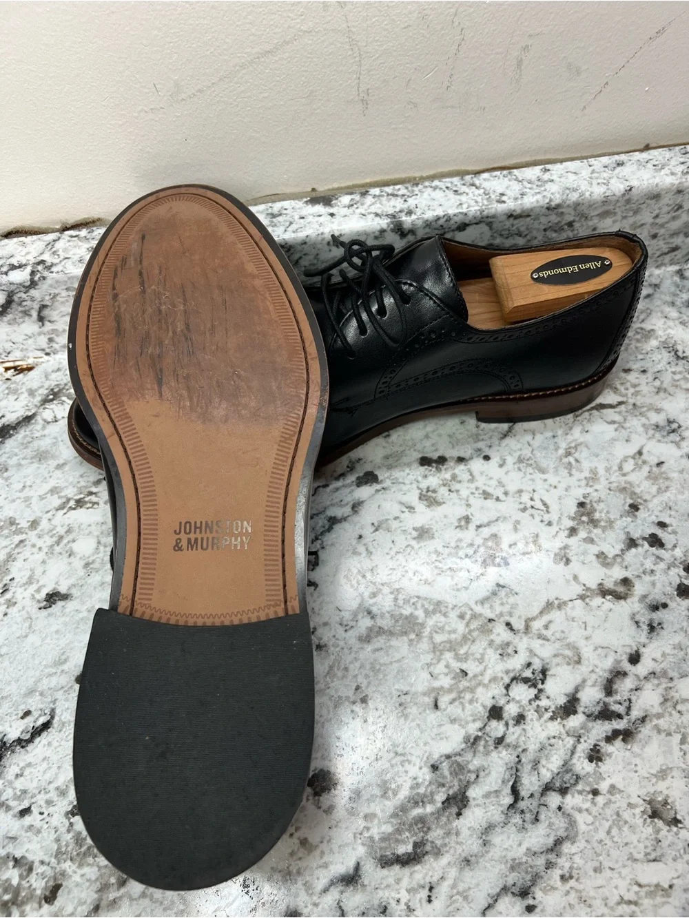 Johnston & Murphy Black Leather Wingtip Derby Shoes US11.5 excellent